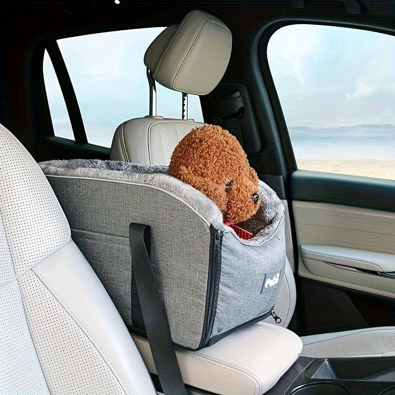 Siège rehausseur de voiture pour petits et moyens animaux – Sac de transport portable avec boucle de sécurité, vue surélevée, construction en polyester pour chiens et chats en voiture