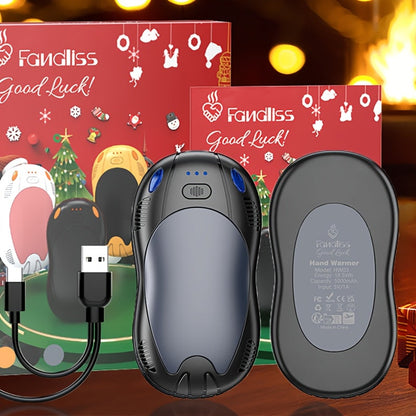 Chauffe-mains rechargeable 2-en-1 à chauffage double face avec fixation magnétique – 3 niveaux de contrôle de la température, chauffe-poche électrique portable pour le ski, le camping, la randonnée et les activités hivernales en extérieur