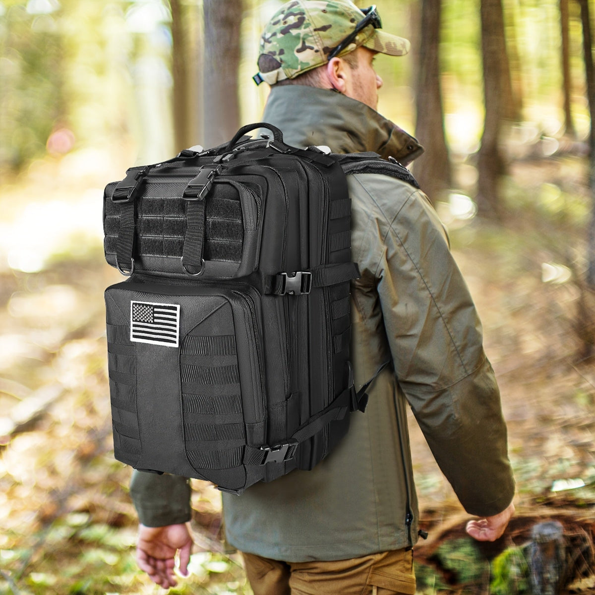 Sac à dos tactique unisexe haute capacité 50L – Sac militaire MOLLE pour le camping, la pêche, la chasse, la randonnée et les voyages – 13 options de couleurs incluant des variantes avec sac à main et sac de rangement