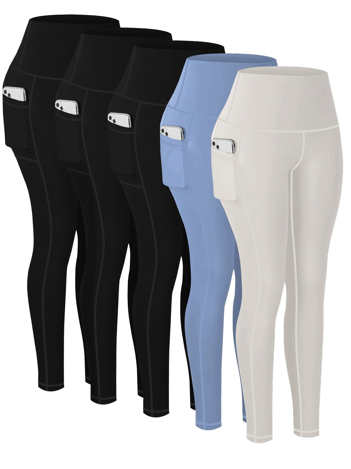 Lot de 5 pantalons de yoga de compression à motifs pour femmes – Leggings de fitness 7/8, coupe cheville, à motifs léopard, camouflage et unis, bas de survêtement de sport taille haute pour la gym, S-XXL