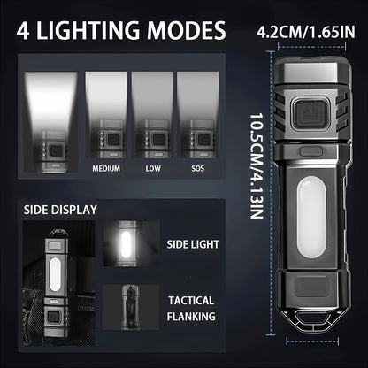 Mini lampe de poche LED rechargeable, lot de 3 ou 6, 2000 lumens, COB, 4 modes, charge USB-C, lampe de poche compacte avec clip arrière et batterie intégrée pour le camping, la randonnée, la chasse et les urgences