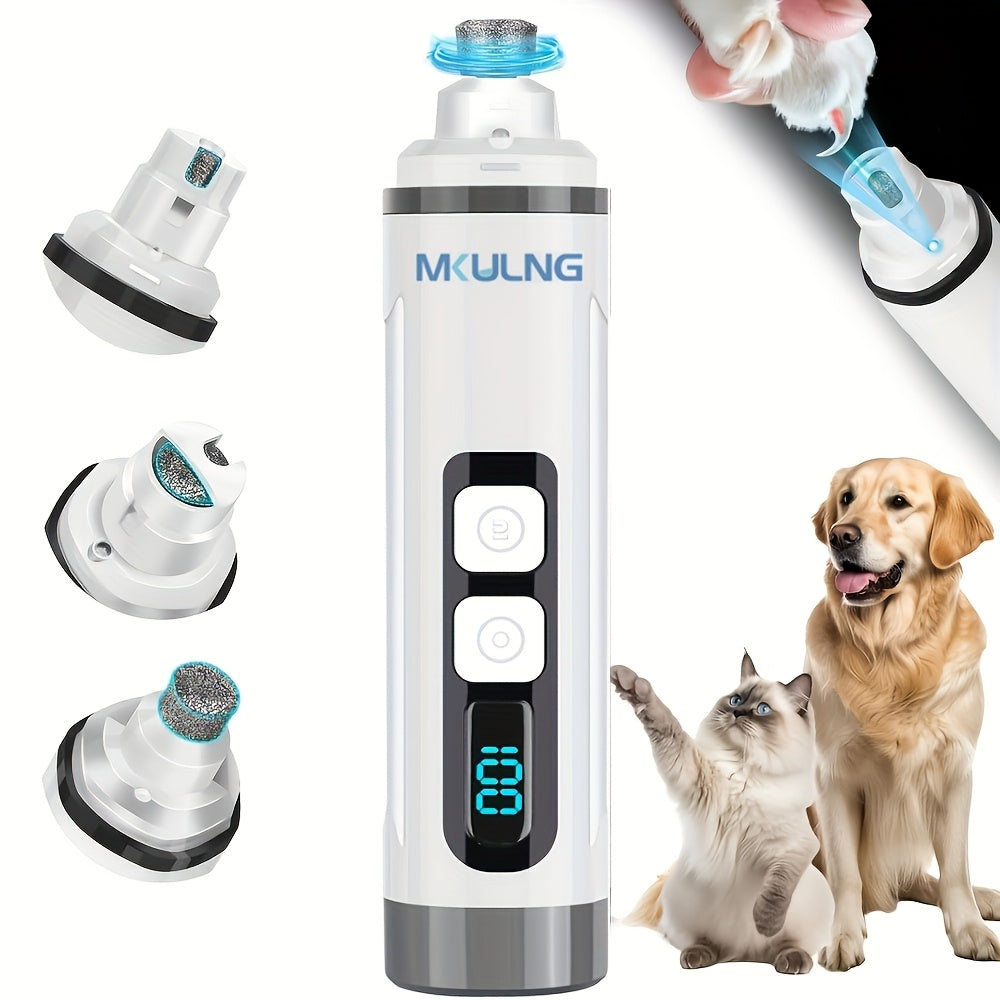 Coupe-griffes électrique silencieux pour animaux avec lumière LED – Kit de tondeuse rechargeable amélioré à 3 vitesses, entretien des pattes sans douleur pour chiens et chats de petite, moyenne et grande taille