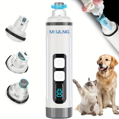Coupe-griffes électrique silencieux pour animaux avec lumière LED – Kit de tondeuse rechargeable amélioré à 3 vitesses, entretien des pattes sans douleur pour chiens et chats de petite, moyenne et grande taille