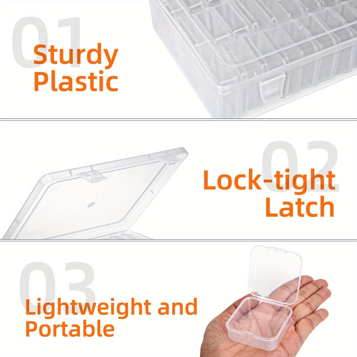 Boîte de rangement transparente pour perles, 30 compartiments, couvercle à charnière, lot de 3 ou 5, conteneur de stockage pour bijoux, fabrication de bracelets, loisirs créatifs, nail art, 22,4 x 17 cm