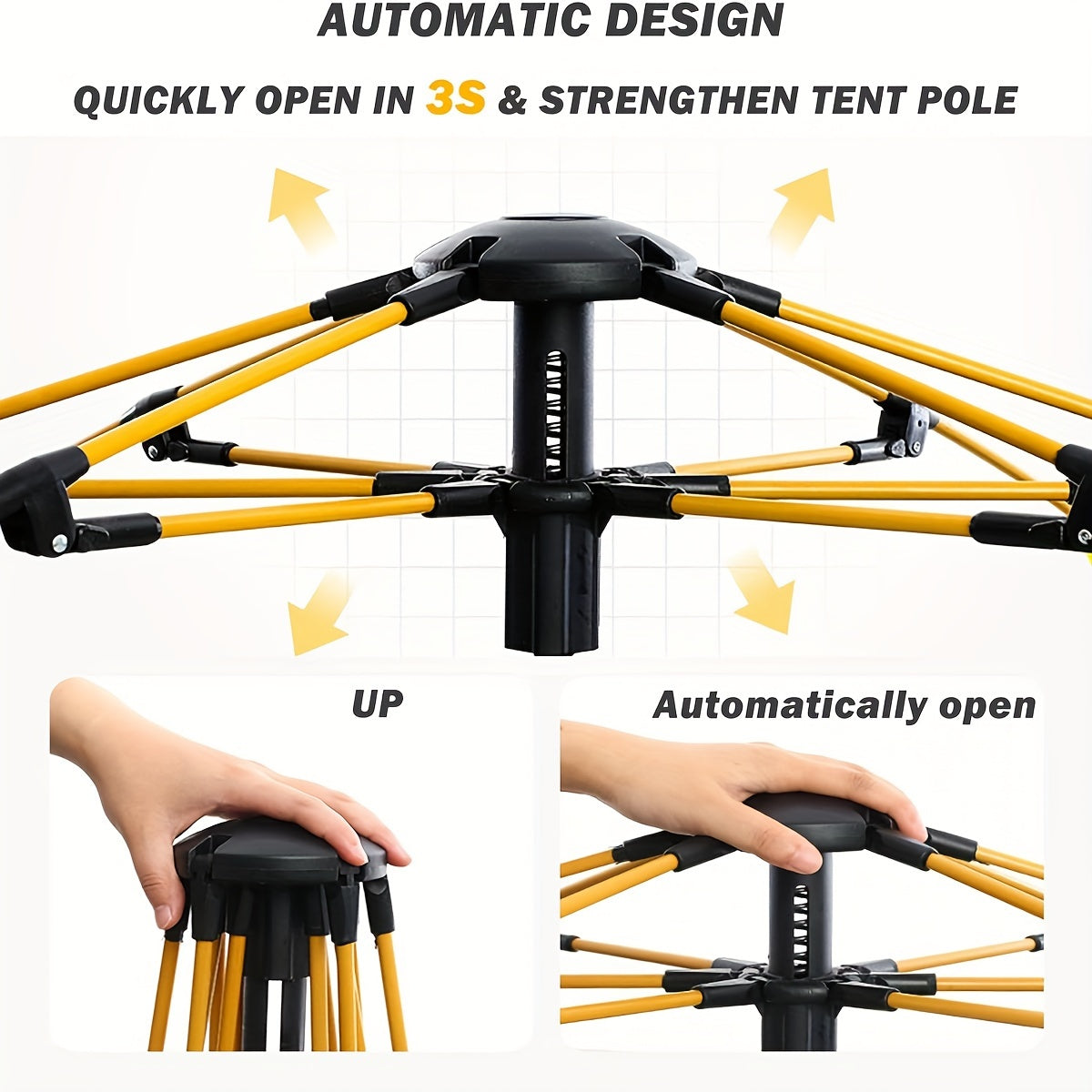 Tente de camping automatique pop-up, abri extérieur portable avec 2 portes et fenêtres – Tente de randonnée légère à montage instantané pour la plage, la randonnée, le camping-car, les voyages, auvent pare-soleil, gris nuage