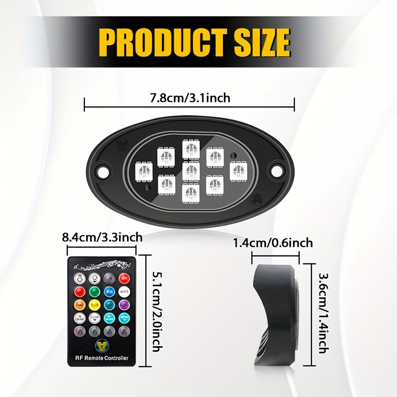 Kit de lumières LED RGB pour camions et pick-ups – Activation sonore, contrôle par application et télécommande, éclairage néon multicolore pour châssis, 9 grosses ampoules LED, 4/6/8/10 modules d'éclairage de bas de caisse