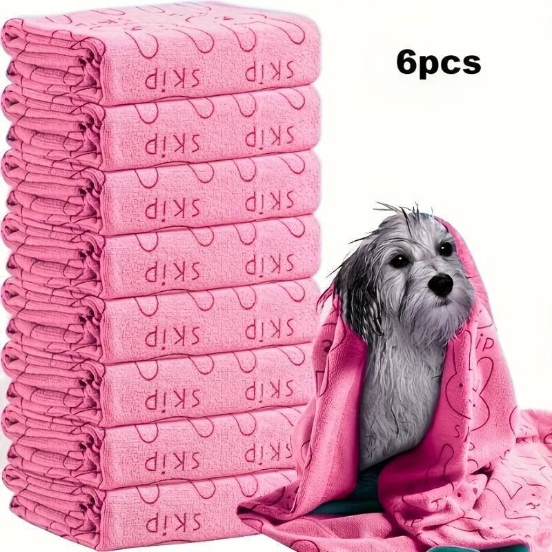 Lot de 6 serviettes de bain pour chien - Serviettes de bain en microfibre à séchage rapide, serviettes de toilettage en polyester super absorbantes pour chiens de petite, moyenne et grande taille, lot de serviettes douces pour le séchage des animaux