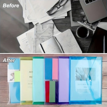 24-Pack Plastic File Folders with Snap Buttons – A4 & Letter Size, Durable PP Document Organizers in Assorted Colors for School, Home & Office Filing