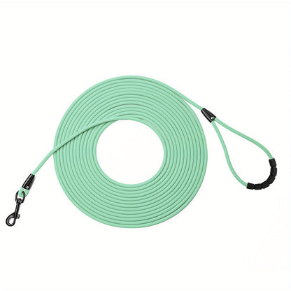Long Dog Training Leash for Outdoor Use - Weatherproof PVC Coated Nylon Recall Leash for Beach, Yard, Hiking & Camping, Improves Obedience & Recall, 6 Colors 4 Sizes (M/L/XL/XXL)
