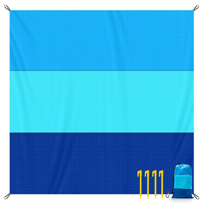 Grande couverture de plage anti-sable pour 4 à 7 personnes, 208 x 198 cm, tapis de pique-nique imperméable, léger et anti-sable pour la plage, le camping, la randonnée, les voyages et l'extérieur