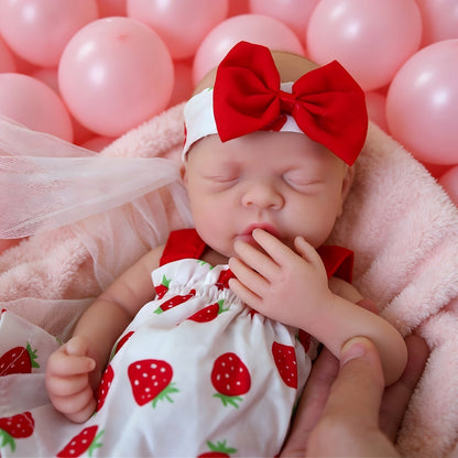 Poupée bébé en silicone plein corps 12 pouces, poupée nouveau-né réaliste avec peau douce au toucher réel, yeux fermés - inclut vêtements, biberon, tétine et carte de naissance, cadeau pour les fêtes, Noël et anniversaire