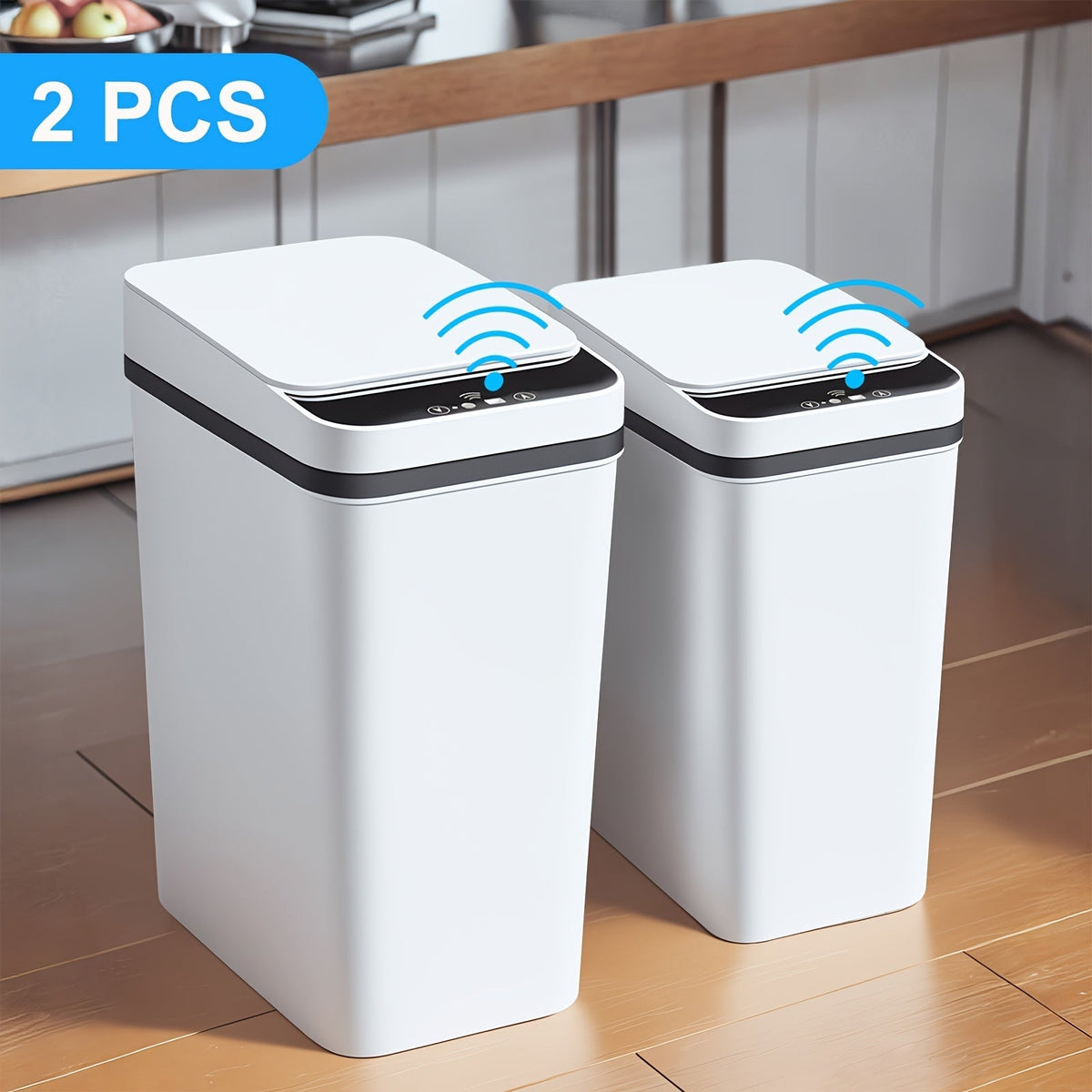 Lot de 2 poubelles automatiques sans contact – Poubelle à détecteur de mouvement avec couvercle de 15 L et 10,5 L, poubelle intelligente et fine pour salle de bain, chambre, bureau, cuisine, salon