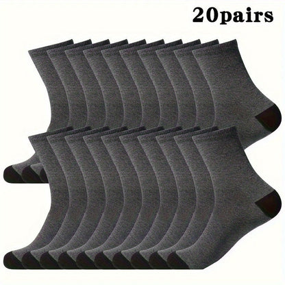 Lot de 20 ou 30 paires de chaussettes pour homme – Chaussettes de sport mi-mollet respirantes, chaussettes de sport à évacuation de l'humidité pour homme, taille unique
