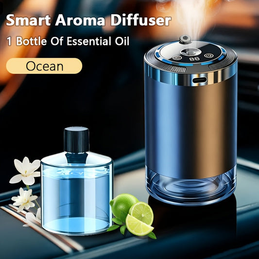 Diffuseur d'arômes intelligent pour voiture avec humidificateur à projection ciel étoilé, lumière d'ambiance et désodorisant, parfums Océan, Osmanthus et Cologne, flacon de 50 ml pour intérieur de voiture