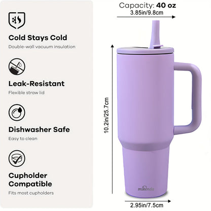 Gobelet isotherme en acier inoxydable avec couvercle et paille pliable, tasse de voyage à double paroi sous vide, garde au chaud 12 h et au froid 24 h, 6 couleurs pour la maison, le bureau, la voiture et les voyages – Cadeau d'anniversaire ou de Noël