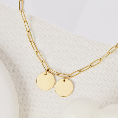 Collier portrait d'animal personnalisé - Pendentif double cercle sur chaîne trombone gravé avec portrait et nom de l'animal, cadeau commémoratif sur mesure pour amoureux des animaux et cadeau pour elle, à porter en toute saison (argent ou or)