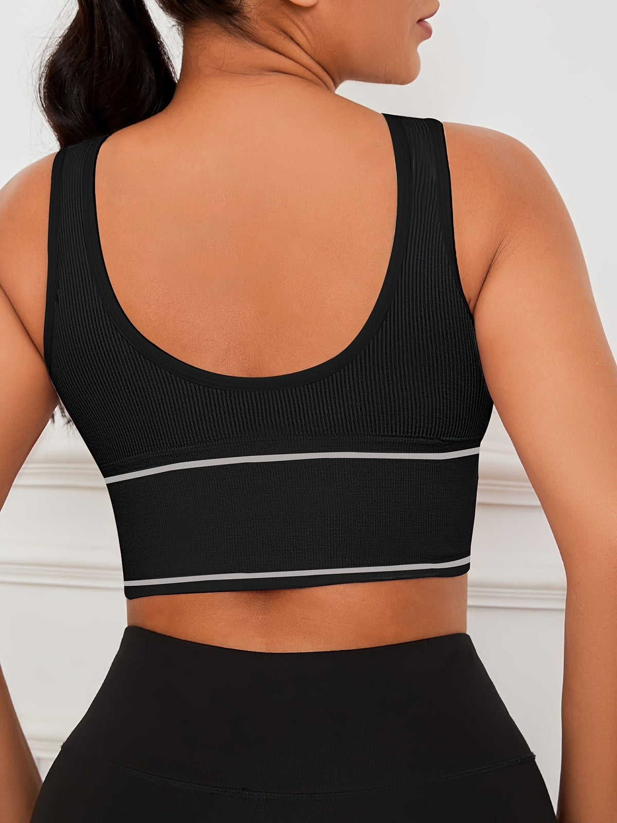 Lot de 5 brassières de sport sans fil – Brassière en nylon haute élasticité à couvrance totale pour yoga, course à pied, salle de sport, respirante et lavable en machine, couleurs assorties, imprimé DANSHEER, pack de brassières de sport pour femmes