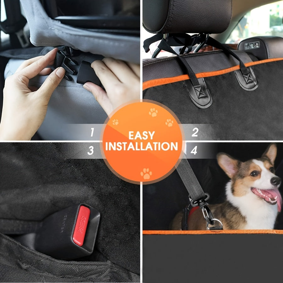 Housse de siège auto pour chien robuste, imperméable et antidérapante, protection de banquette arrière, résistante aux rayures et aux déversements, en nylon, avec rabats latéraux, installation facile, lavable en machine, pour SUV, berline et camion