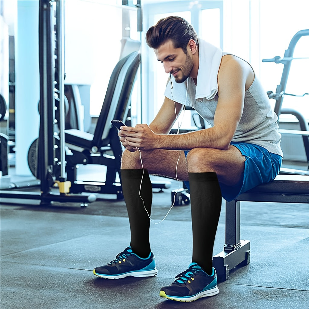 Lot de 5 paires de chaussettes de compression en cuivre pour femmes et hommes – Chaussettes de sport noires pour la course, la randonnée, le cyclisme et les voyages, tailles M-XL, bas de compression pour la circulation et le soulagement de la douleur