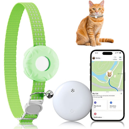 Traceur GPS léger pour chats – Compatible avec Apple Localiser et Localiser mon appareil Android, localisation en temps réel, sans frais mensuels, alertes de zones intelligentes, dispositif de suivi anti-perte pour collier de chat