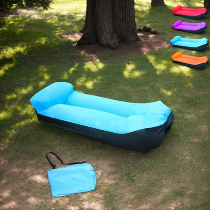 Canapé gonflable portable et fauteuil inclinable pour l'extérieur – Transat robuste semblable à un lit, gonflage et dégonflage rapides, léger et compact pour le camping, la plage, le jardin et les voyages, aucune pompe nécessaire