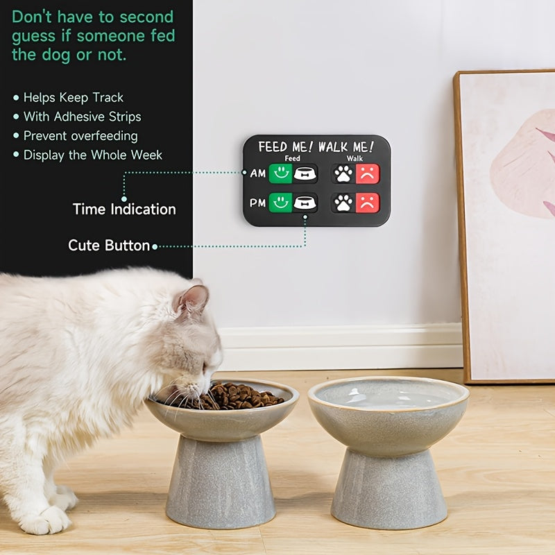 Tableau de suivi pour animaux – Planning de repas matin/soir pour chiots, aide-mémoire quotidien pour le nourrissage et les promenades, suivi des repas et de l'exercice – Acrylique noir