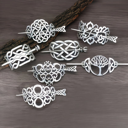 Lot de 7 pinces à cheveux Viking arbre de vie celtique – Accessoires de coiffure vintage style nordique bohème pour femmes et filles, cadeau bijoux