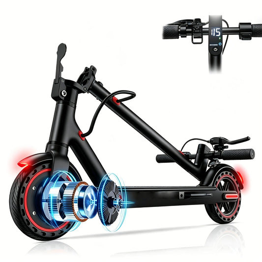 Trottinette électrique pliable pour adultes, moteur 350 W, autonomie de 34 km, compatible avec application, pneus 8,5 pouces, 3 modes de vitesse, écran LED, frein arrière, e-trottinette urbaine portable, noire
