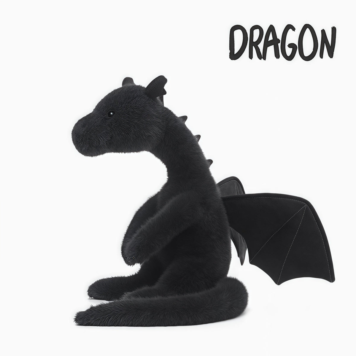 Peluche dragon géant de 85 cm, poupée en peluche super douce et câline, jouet dragon idéal pour cadeau d'anniversaire ou de vacances pour enfants et adultes, noir et blanc