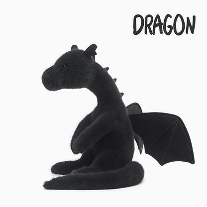 Peluche dragon géant de 85 cm, poupée en peluche super douce et câline, jouet dragon idéal pour cadeau d'anniversaire ou de vacances pour enfants et adultes, noir et blanc