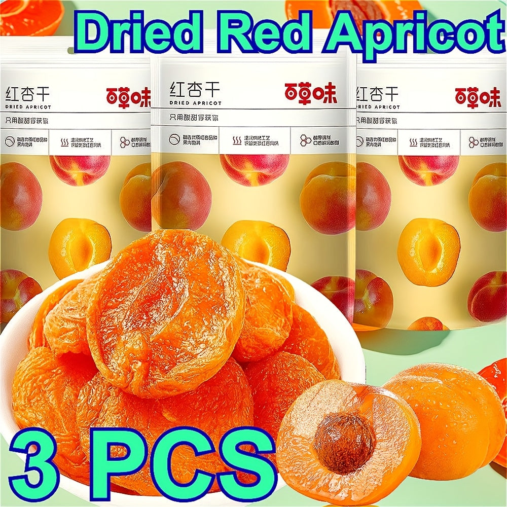 Lot de 3 sachets d'abricots secs, en-cas aux fruits tropicaux naturels, collation saine et sucrée pour les fêtes, les cadeaux et les voyages