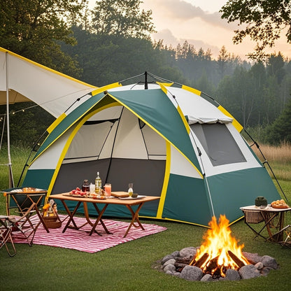 Tente de camping automatique à déploiement instantané pour 1 à 3 ou 3 à 4 personnes – Tente toutes saisons coupe-vent et légère avec doubles portes et fenêtres en maille pour le camping, la randonnée, la chasse, les voyages et les abris extérieurs