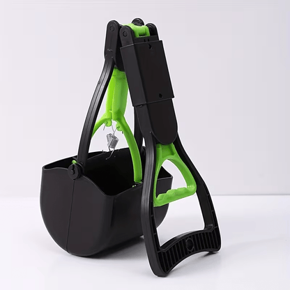 Ramasse-crottes pliable et portable pour chien avec brosse de nettoyage - Pince dentelée robuste pour jardins, pelouses et graviers, outil de ramassage des déjections sans angle mort, conception durable haute résistance