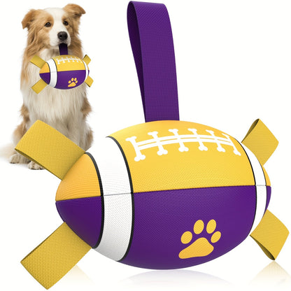 Inflatable Rubber Dog Football with Air Pump – Chew-Resistant Interactive Fetch Ball Toy for All Breed Dogs, Paw Print Design, Large & Small Sizes, Durable Indoor & Outdoor Puppy and Adult Dog Toy