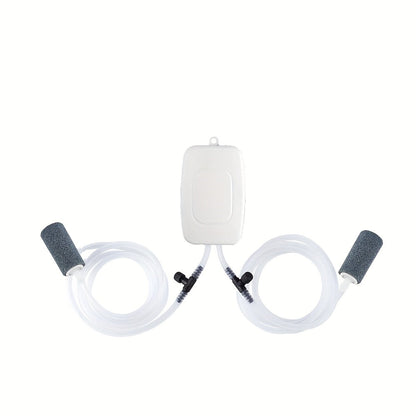 Pompe à oxygène USB pour aquarium - Pompe à air silencieuse à double sortie réglable pour aquarium domestique, pêche en extérieur et transport de poissons vivants, design compact à haut débit (noir ou blanc)