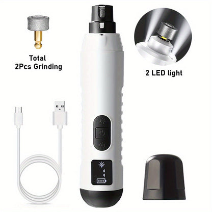 5-Speed Electric Pet Nail Grinder with 2 LED Lights - Painless Quiet Nail Trimmer for Dogs & Cats, Rechargeable Pet Nail File & Grooming Tool for Small Medium Large Pets (4 Colors)