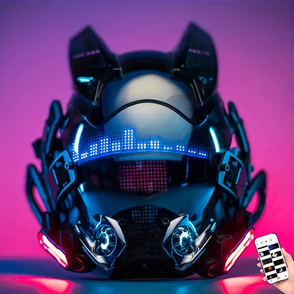 LED Cyberpunk Mask Wireless Control Light-Up Halloween Costume Mask – Rave Party Mask, Bar Club Stage Props, Role-Playing Photo Prop, Futuristic Sci-Fi Face Mask for Adults, Black Mask with LED Lights