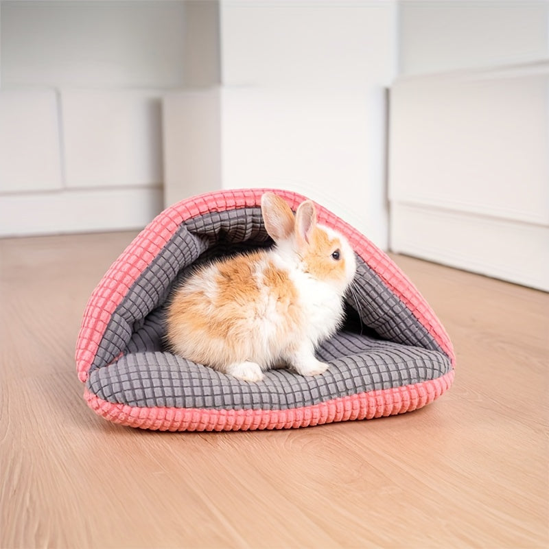 Cachette pour cochon d'Inde, sac de couchage chaud pour petits animaux, lit douillet semi-fermé et doux pour lapins, furets, hérissons, écureuils et chatons, nid cachette pour petit animal lavable en machine, sac de couchage en peluche