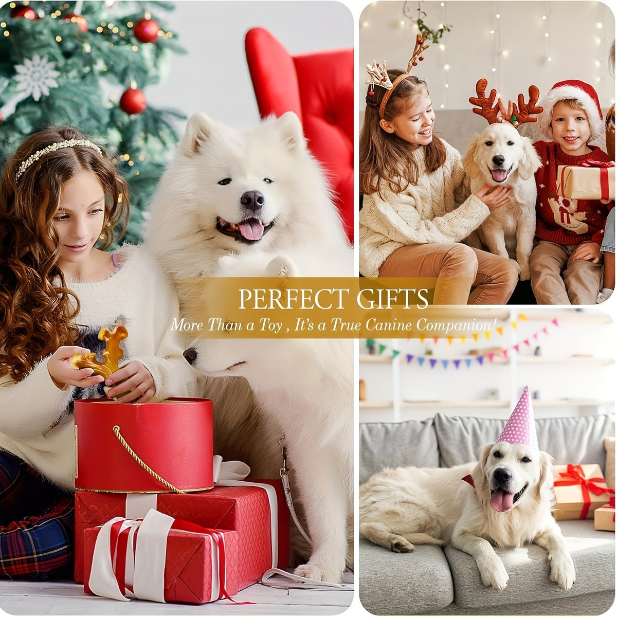 Lot de 3 jouets à mâcher indestructibles en nylon pour chiens destructeurs – Ensemble robuste et durable pour grandes races, motif rayé, jouets dentaires haute résistance pour la poussée dentaire