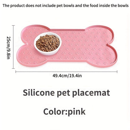 Tapis de nourrissage en silicone pour chiens – Tapis de gamelle antidérapant et imperméable facile à nettoyer – Sets de table pour gamelles d'eau et de nourriture pour chiens en noir, abricot, rose et gris