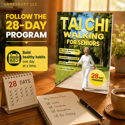 Marche Tai Chi pour les seniors - Perte de poids sans effort et soins doux avec la méthode triple sur 28 jours, intervalles japonais et marche Qigong, guide de fitness à faible impact pour les adultes âgés