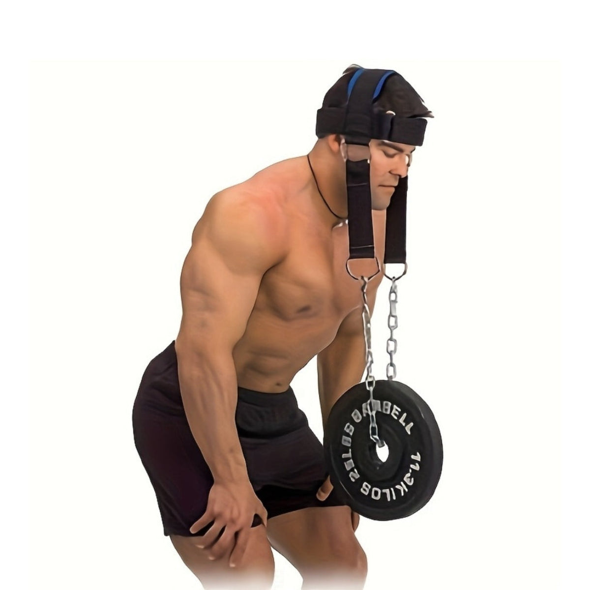 Harnais de musculation pour le cou avec chaîne, renforcement ajustable haute résistance pour athlètes et récupération musculaire – Accessoire de fitness pour entraînement à domicile, noir
