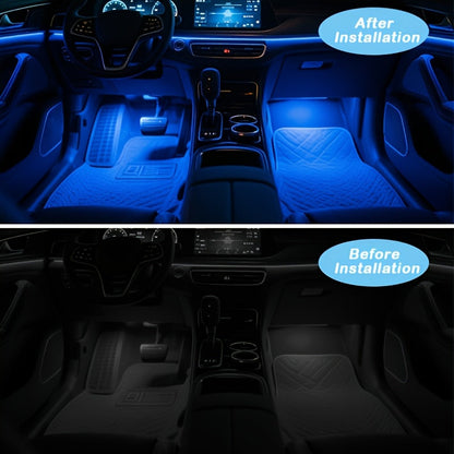 Kit d'éclairage intérieur LED RGB pour voiture, 4 bandes lumineuses pour espace aux pieds, 16 couleurs, alimenté par USB avec télécommande, éclairage d'ambiance DIY pour tous véhicules, voitures, camions et SUV
