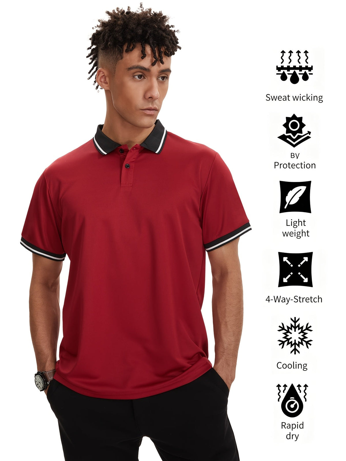 Lot de 6 polos pour homme, manches courtes, sport, golf, décontracté, été, plein air – Polo respirant et anti-humidité pour homme, couleurs assorties, tailles S à XXL