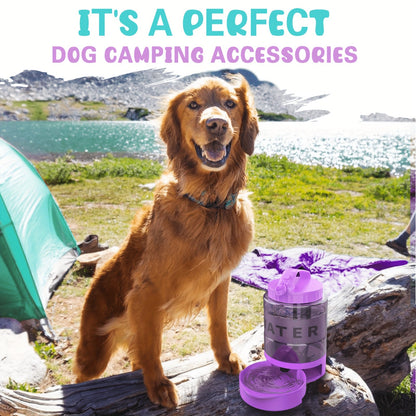 Gourde portable pour chien de 2,2 L avec bol pliable intégré, grande capacité, anti-fuite, idéale pour les voyages, la randonnée, le camping, le parc, pour chiens de toutes tailles