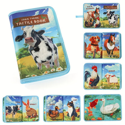Animal Touch & Feel Book for Toddlers – Interactive Tactile Sensory Learning Book with Rip-Resistant Polyester Pages – Wildlife, Dinosaurs & Farm Animals – Cognitive Development Gift for Babies & Preschool Kids Ages 0-3