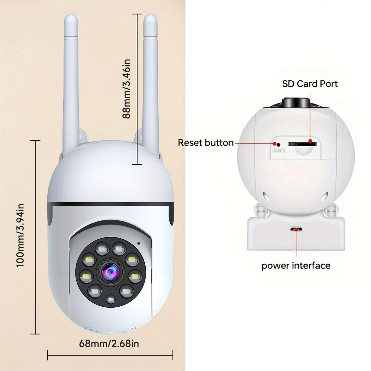 Lot de 2 caméras de sécurité WiFi 2K QHD PTZ panoramique 355° – Double bande 2,4 G/5 G, détection de mouvement par IA, vision nocturne couleur, audio bidirectionnel, stockage cloud et carte SD, babyphone, caméra de surveillance intérieure