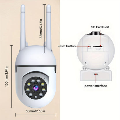 Lot de 2 caméras de sécurité WiFi 2K QHD PTZ panoramique 355° – Double bande 2,4 G/5 G, détection de mouvement par IA, vision nocturne couleur, audio bidirectionnel, stockage cloud et carte SD, babyphone, caméra de surveillance intérieure