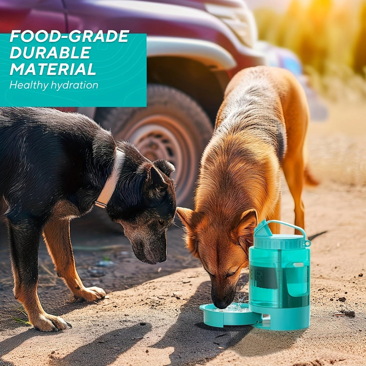 Gourde de voyage pour chien, grande capacité 2,2 L - Bouteille d'eau portable pour animaux avec écuelle amovible, conception anti-fuite pour randonnée, camping, parc à chiens, adaptée aux chiens de toutes tailles pour les aventures en plein air