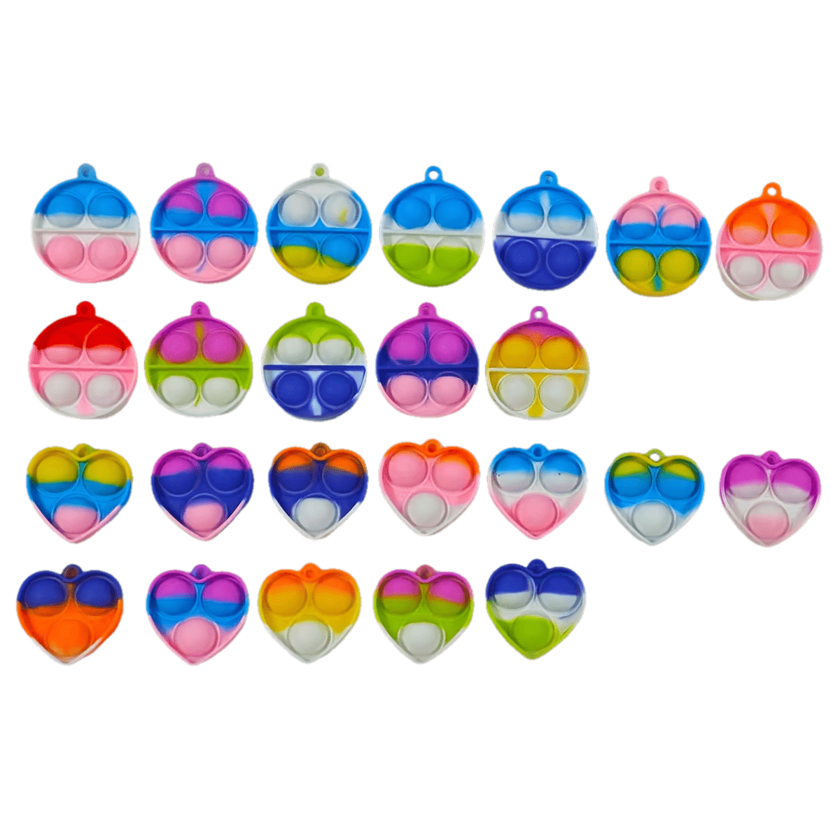 Lot de porte-clés sensoriels anti-stress pour enfants - 24 / 50 / 90 pièces, porte-clés multicolores avec attache, cadeaux d'invités, prix pour anniversaires, récompenses scolaires et surprises pour sacs de friandises d'Halloween